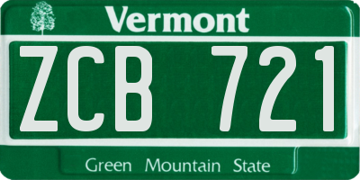 VT license plate ZCB721