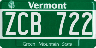 VT license plate ZCB722