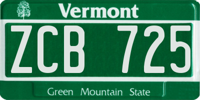 VT license plate ZCB725