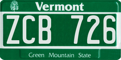 VT license plate ZCB726