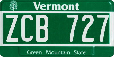 VT license plate ZCB727