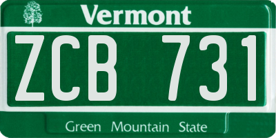 VT license plate ZCB731