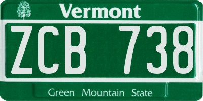 VT license plate ZCB738