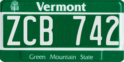VT license plate ZCB742