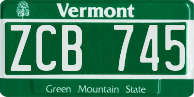 VT license plate ZCB745