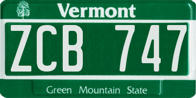 VT license plate ZCB747
