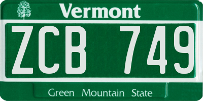 VT license plate ZCB749