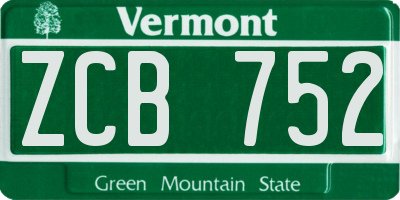 VT license plate ZCB752
