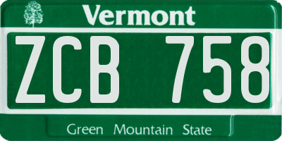 VT license plate ZCB758
