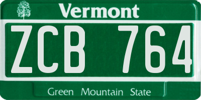 VT license plate ZCB764
