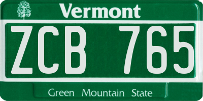 VT license plate ZCB765