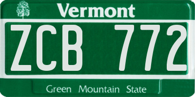 VT license plate ZCB772