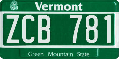 VT license plate ZCB781