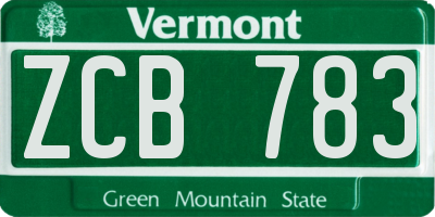 VT license plate ZCB783