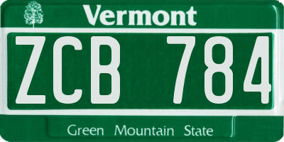 VT license plate ZCB784