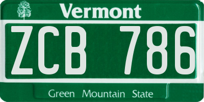 VT license plate ZCB786