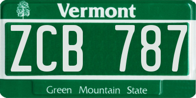 VT license plate ZCB787