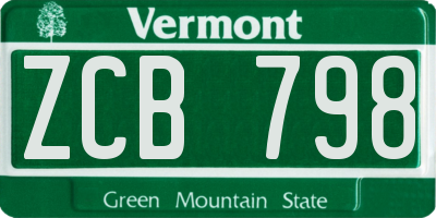 VT license plate ZCB798