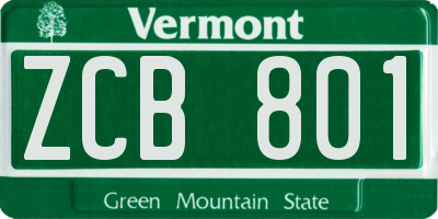 VT license plate ZCB801
