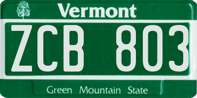 VT license plate ZCB803