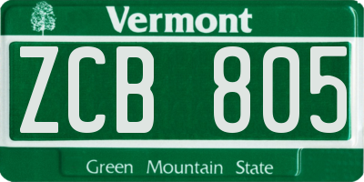 VT license plate ZCB805