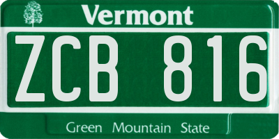 VT license plate ZCB816