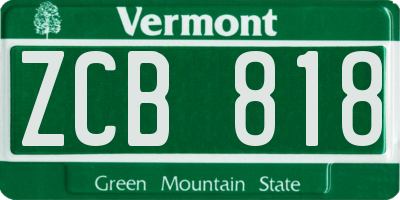 VT license plate ZCB818