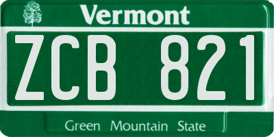 VT license plate ZCB821