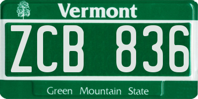 VT license plate ZCB836