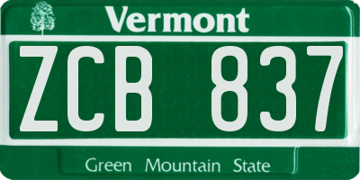VT license plate ZCB837