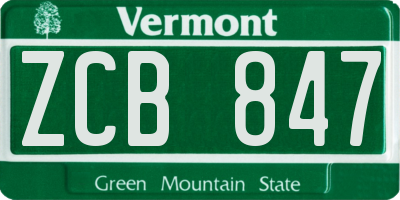 VT license plate ZCB847