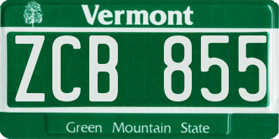 VT license plate ZCB855