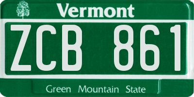 VT license plate ZCB861