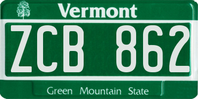 VT license plate ZCB862