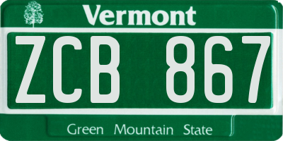 VT license plate ZCB867