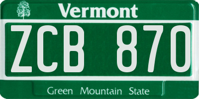 VT license plate ZCB870