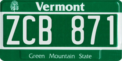 VT license plate ZCB871