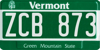 VT license plate ZCB873