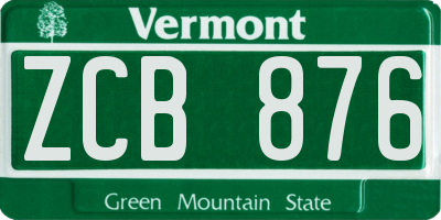 VT license plate ZCB876