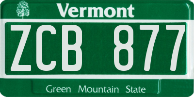 VT license plate ZCB877