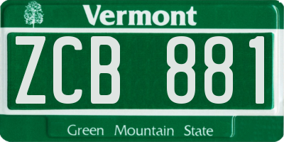 VT license plate ZCB881