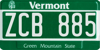 VT license plate ZCB885