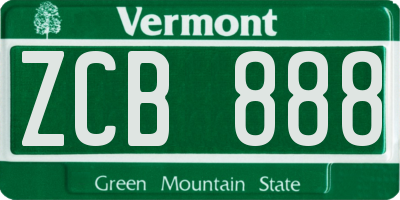 VT license plate ZCB888
