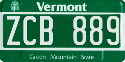 VT license plate ZCB889