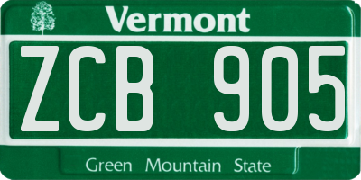 VT license plate ZCB905