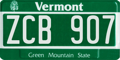 VT license plate ZCB907