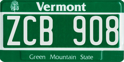 VT license plate ZCB908