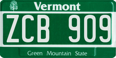 VT license plate ZCB909