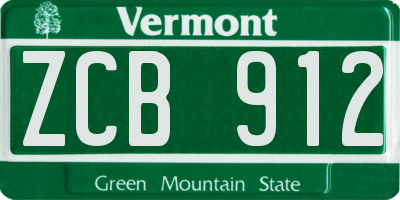 VT license plate ZCB912