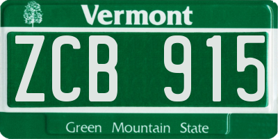 VT license plate ZCB915